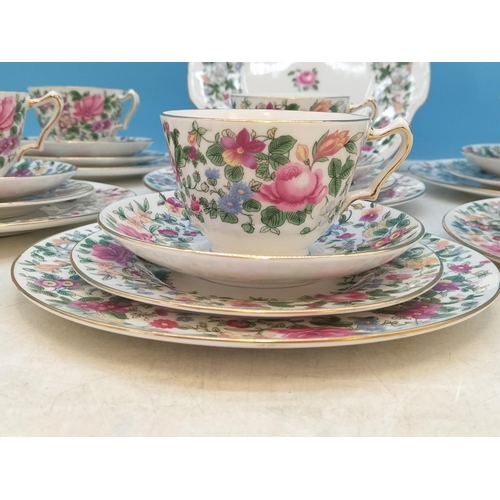 599 - Royal Crown Staffs 27 Piece Part Tea Set in the 'Springtime' Pattern to include Trios (6), Lunch Pla... 