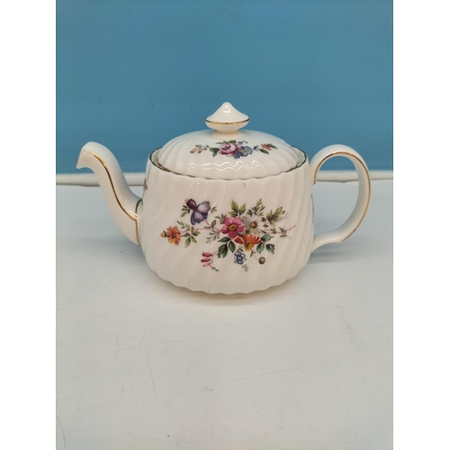 284 - Minton China Teapot, Milk Jug, Sugar Bowl and Trio in the 'Marlow' Pattern. Teapot 12cm High, 20cm S... 