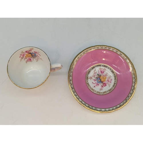 445 - H M Sutherland Pink and Gold Gilt Design 11 Piece Part Tea Set to include Cups and Saucers (4), Milk... 