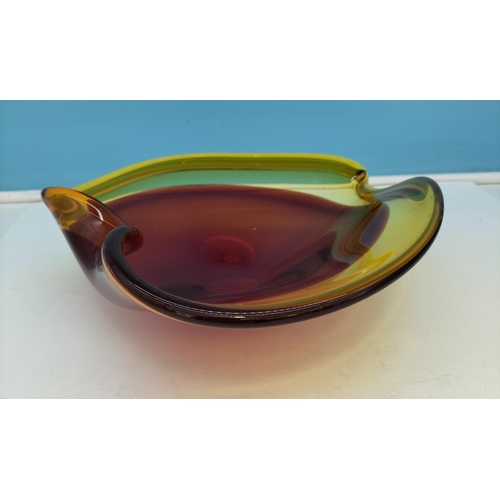 461 - Viartec Murano Red and Amber Manganese Glass Bowl. 27cm x 29cm.