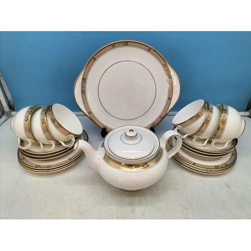 54 - Minton China 'Caliph' Pattern 29 Piece Part Tea Set to include Teapot, Milk Jug (2), Sugar Bowl, Cak... 