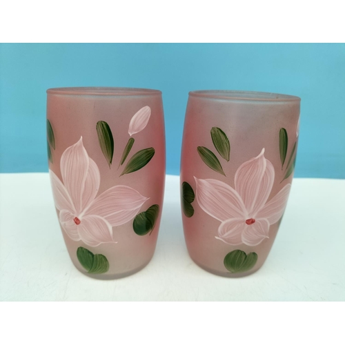 633 - Vintage Mid Century Bartlett Collins 'Gay Fad' Hand Painted Floral Pattern 11cm Tumblers (5)