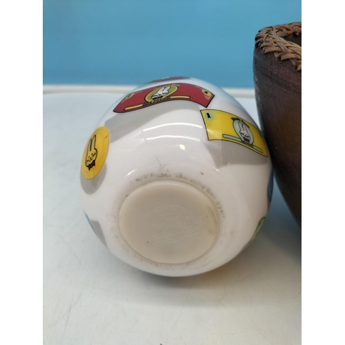 210 - Wooden Puzzle Rugby Ball, Bowl, Money Box plus a Collection of Mugs to include Aynsley, Cadbury, Win... 