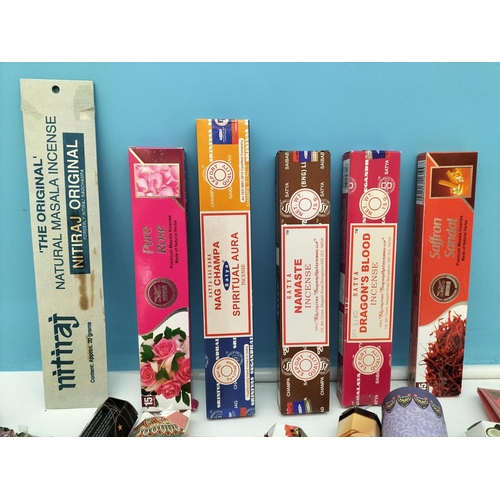 218 - Collection of Mixed Scent Incense Burning Sticks plus Wooden Stand.