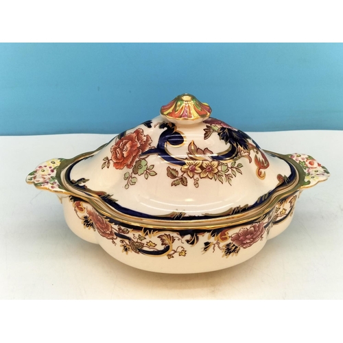 90 - Rare Mason's 'Blue Mandalay, Special Edition for Hodgsons' Lidded Tureen. 17cm High, 28cm x 17cm.