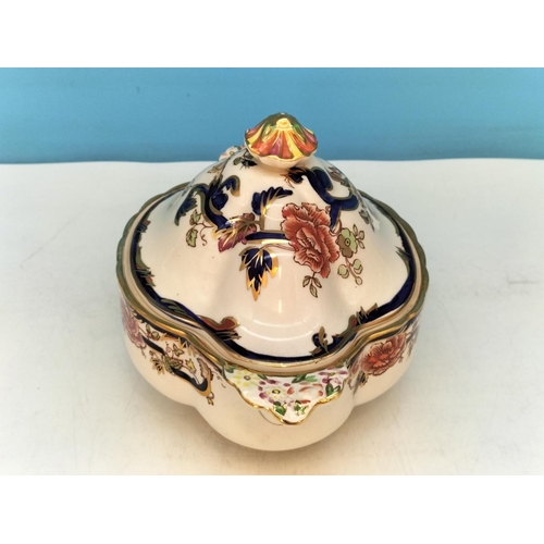 90 - Rare Mason's 'Blue Mandalay, Special Edition for Hodgsons' Lidded Tureen. 17cm High, 28cm x 17cm.