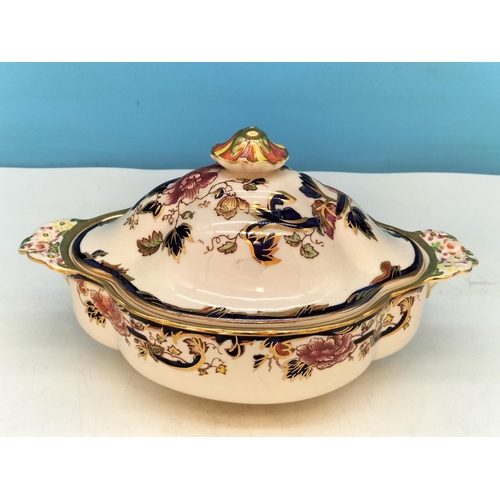 90 - Rare Mason's 'Blue Mandalay, Special Edition for Hodgsons' Lidded Tureen. 17cm High, 28cm x 17cm.