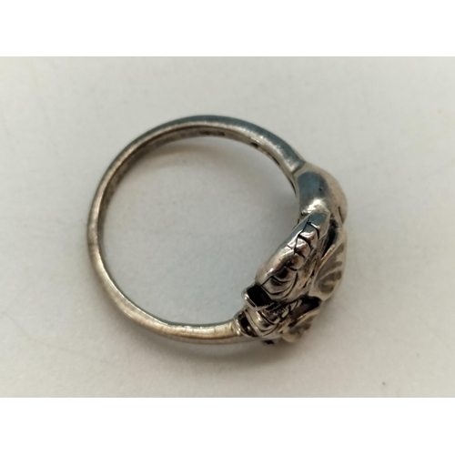 92 - Silver 925 Elephant Design Ring. Size N.