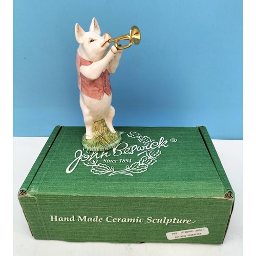 250 - Boxed Beswick Piggy Band 15cm Figure 'Matthew Trumpeter'.