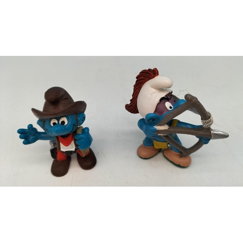 185 - Collection of Schleich Smurf Figures (10) to include Cowboys, Indians and Pirates. Some with Tags.