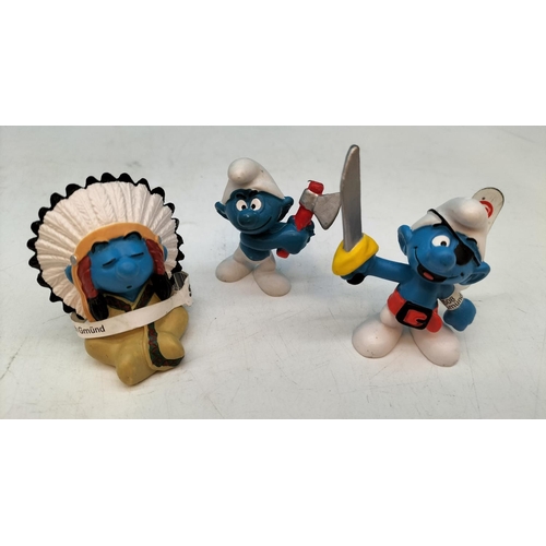 185 - Collection of Schleich Smurf Figures (10) to include Cowboys, Indians and Pirates. Some with Tags.