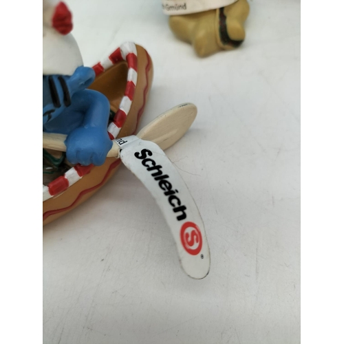 185 - Collection of Schleich Smurf Figures (10) to include Cowboys, Indians and Pirates. Some with Tags.