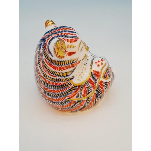 203 - Royal Crown Derby 'Bengal Tiger Cub' Paperweight with Silver Stopper. 8cm High. Date Stamp for 1993.