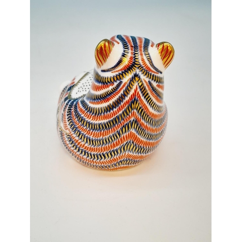 203 - Royal Crown Derby 'Bengal Tiger Cub' Paperweight with Silver Stopper. 8cm High. Date Stamp for 1993.