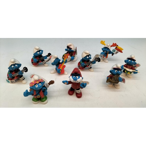 206 - Collection of Schleich Smurf Figures (10) to include Musicians. Some with Labels.