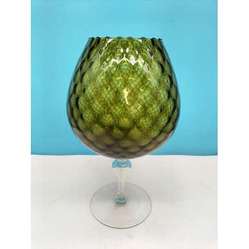 229 - Large 38cm Mid Century Empoli Glass Goblet.