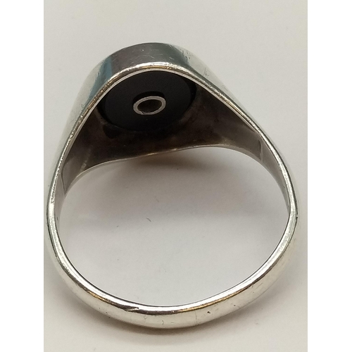 233 - Birmingham Hallmarked Gents Onyx and Diamond Pinky Ring.