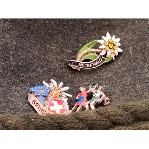 243 - German/Swiss Alpine Hat with Badges. Size 57.