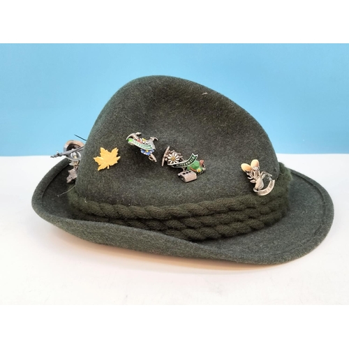 243 - German/Swiss Alpine Hat with Badges. Size 57.