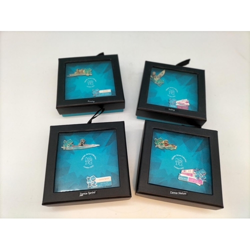 249 - Boxed London 2012 Olympic Venues Collection Pin Badges (4) to include Rowing, Sailing, Canoe Slalom ... 
