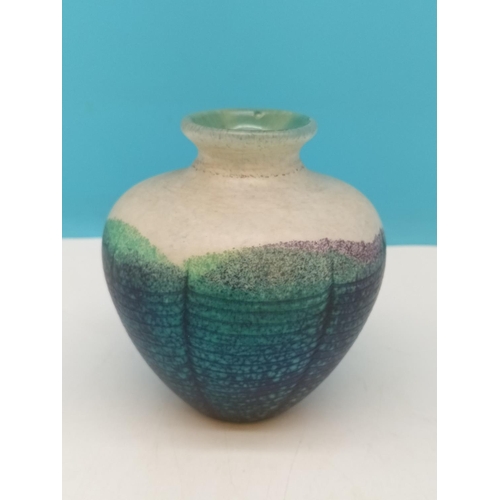 91 - Isle of White Glass Textured Art Glass Vase. 10cm High.