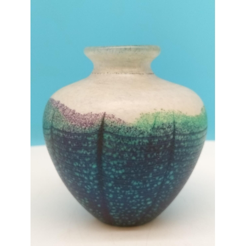 91 - Isle of White Glass Textured Art Glass Vase. 10cm High.