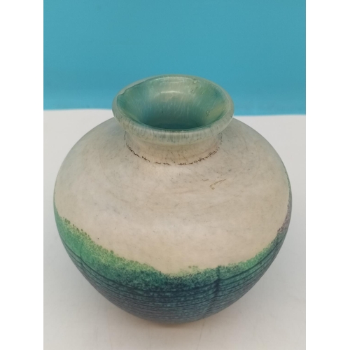 91 - Isle of White Glass Textured Art Glass Vase. 10cm High.