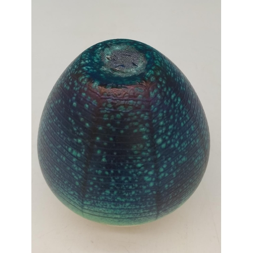 91 - Isle of White Glass Textured Art Glass Vase. 10cm High.