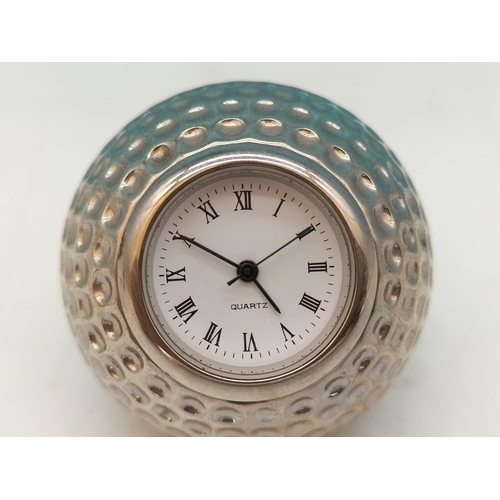 210A - Kismet Mini Alarm Clock plus Metal Golf Ball Bedside Clock 4cm Diameter.