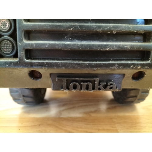 60A - 2 x Play Worn Tonka Toys, T9 Bulldozer and Mighty Crane. Largest 32cm High, 43cm x 21cm.