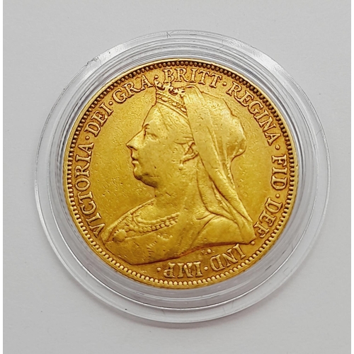 12 - Victorian  1898  22ct Gold Full Sovereign. 7.96 Grams.