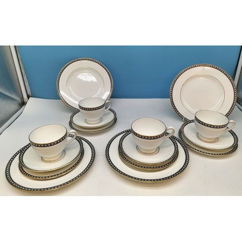 210 - Wedgwood China 'Ulander Black' Trios (4) plus Lunch Plates (4)