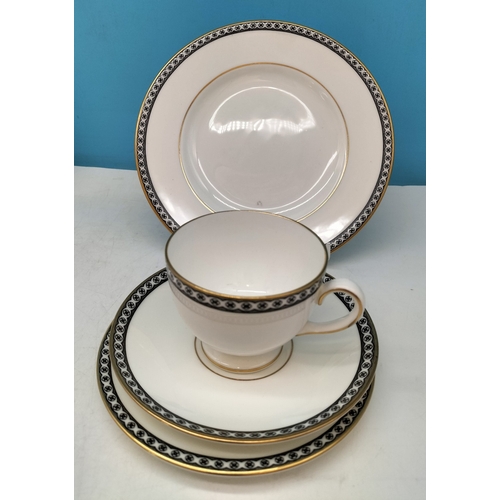 210 - Wedgwood China 'Ulander Black' Trios (4) plus Lunch Plates (4)