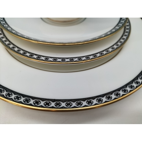 210 - Wedgwood China 'Ulander Black' Trios (4) plus Lunch Plates (4)