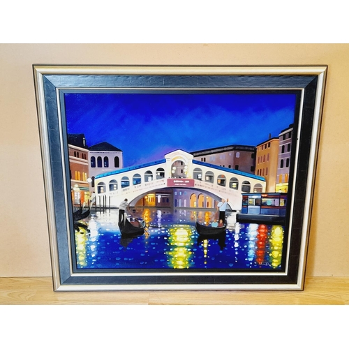 184 - Original Oil on Canvas Framed ' Rialto Night' by Neil Dawson with Original Castle Galleries Paperwor... 
