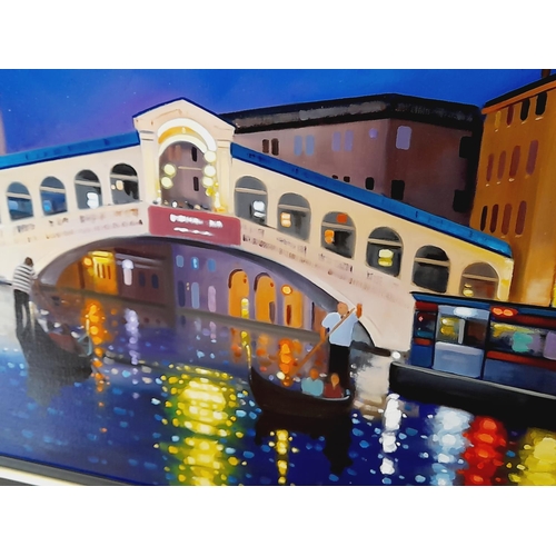 184 - Original Oil on Canvas Framed ' Rialto Night' by Neil Dawson with Original Castle Galleries Paperwor... 