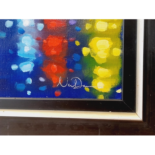 184 - Original Oil on Canvas Framed ' Rialto Night' by Neil Dawson with Original Castle Galleries Paperwor... 