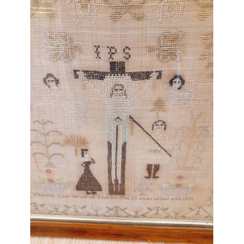 15 - Framed Early 18th Century Georgian Stitch Work Sample by 'Marina Cook  Work This In The 13 Year of H... 