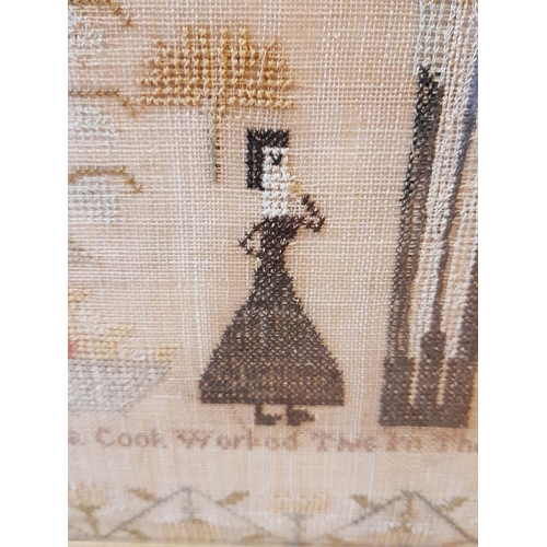 15 - Framed Early 18th Century Georgian Stitch Work Sample by 'Marina Cook  Work This In The 13 Year of H... 