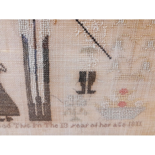 15 - Framed Early 18th Century Georgian Stitch Work Sample by 'Marina Cook  Work This In The 13 Year of H... 