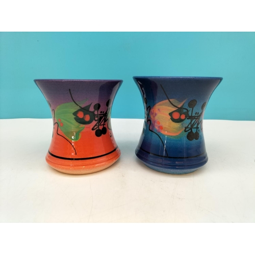 178 - Richard Godfrey Studio Pottery Abstract 10cm Mugs. One Signed to Base.