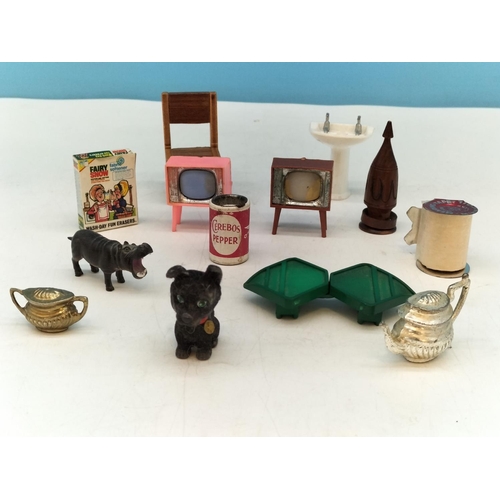 181 - Collection of Dolls House Items to include TV's, Chair, Sink, Toilet, etc.