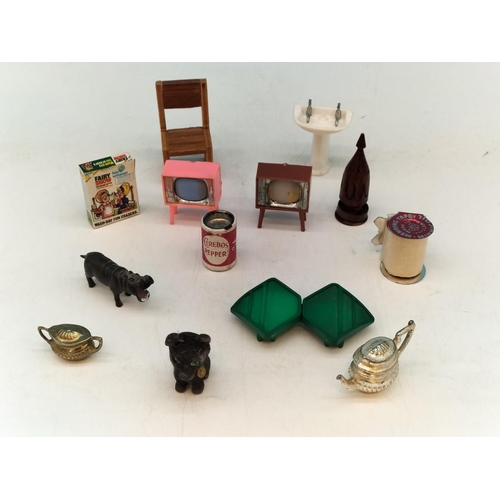 181 - Collection of Dolls House Items to include TV's, Chair, Sink, Toilet, etc.