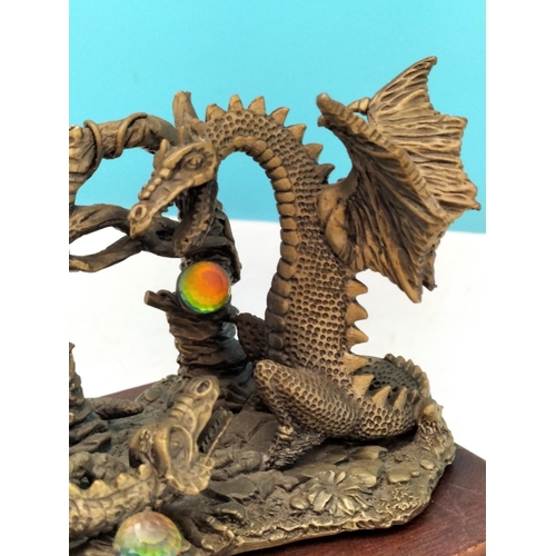 188 - Tudor Mint Myth and Magic 'The Fighting Dragons' Figure on Plinth. 12cm High, 16cm x 12cm.
