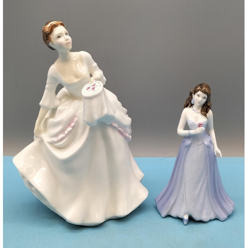 19 - Royal Doulton 20cm Lady Figure 'Carol' HN 2961 and Coalport 'Ellie' Figure.