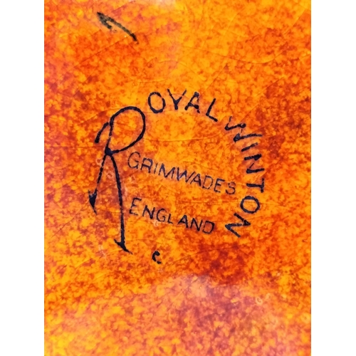 190 - Royal Winton Grimwades Twin Handled Pearl Lustre Vase with Hand Painted Decoration. 19cm High.