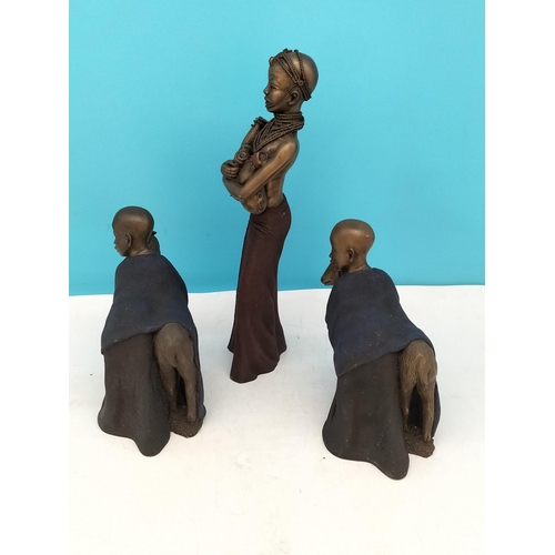 197 - 2003 Soul Journeys Maasai Figures (3) to include 12321 Marked Girl Holding 3 Calabashs to Base but N... 
