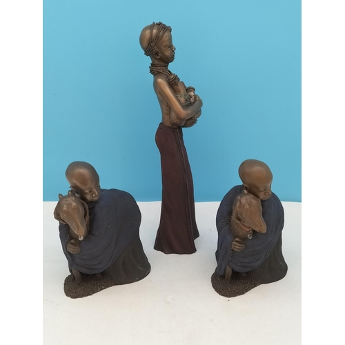 197 - 2003 Soul Journeys Maasai Figures (3) to include 12321 Marked Girl Holding 3 Calabashs to Base but N... 