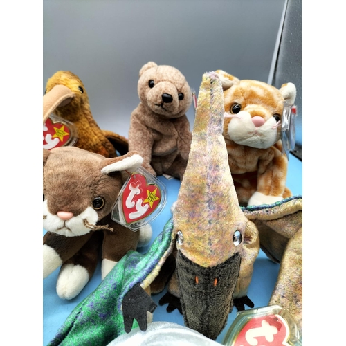 219 - 11 x TY Beanie Babies to include Snort, Swoop, Nanook, Chipper, Pounce, Goochy, etc.