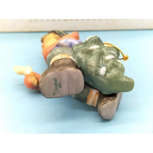 225 - Goebel Berta Hummel 7.5cm Christmas Decorations (3), 'Stocking For Dolly', 'Fresh Christmas Tree' an... 